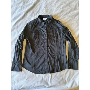 George Stretch Womens Black Button Down Shirt Long Sleeve Blouse XL